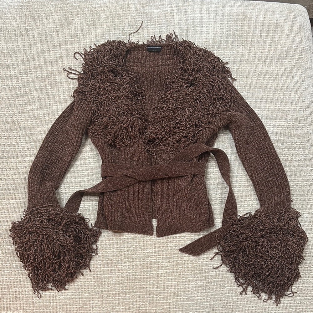 🖤SOLD🖤 NAKED WARDROBE Brown Fringe Cardigan Jacket Size L